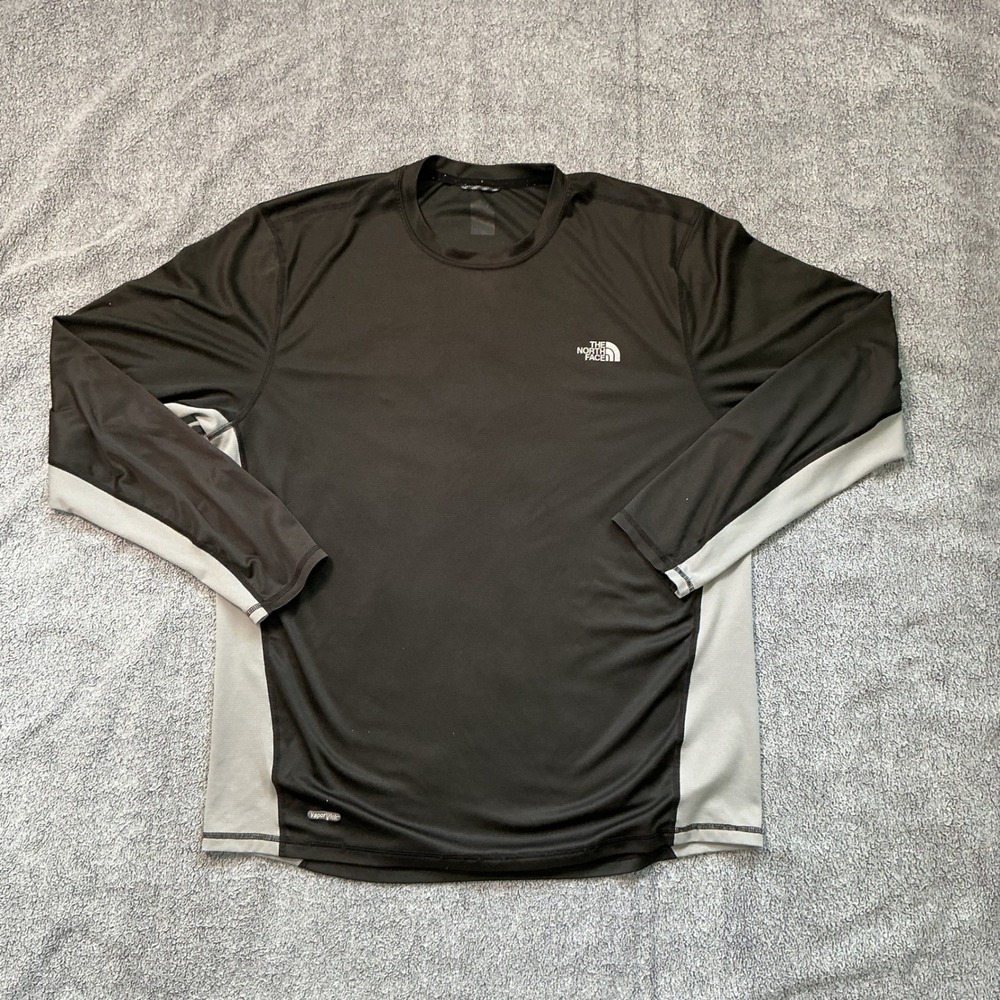 The North Face Mens VaporWick Long Sleeve Shirt Black Grey Performance XL